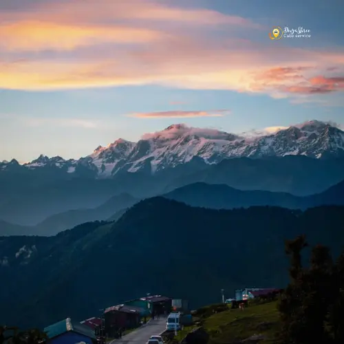 Chopta meadows with Himalayan peaks in the background