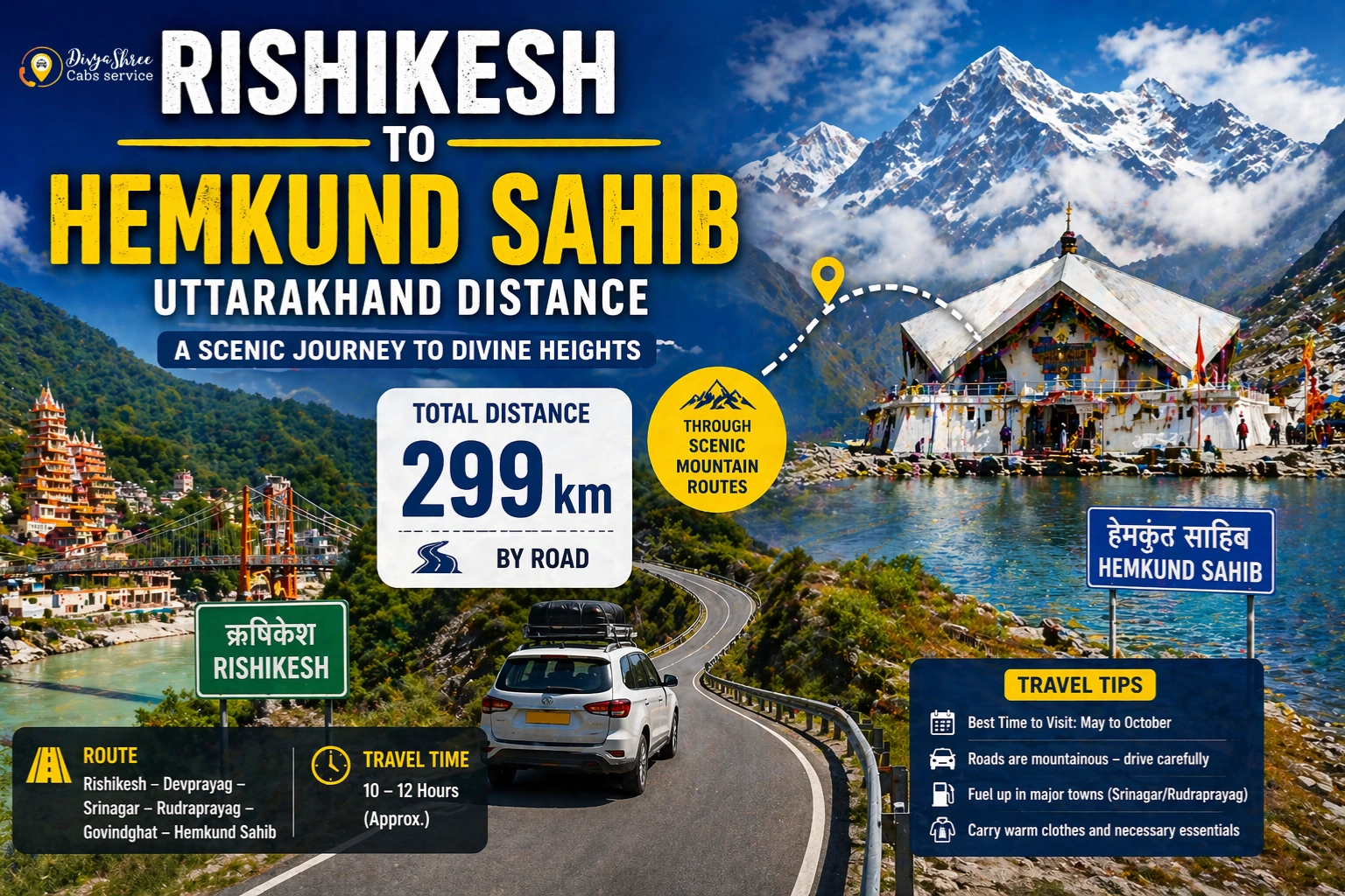 Rishikesh to Hemkund Sahib Uttarakhand Distance