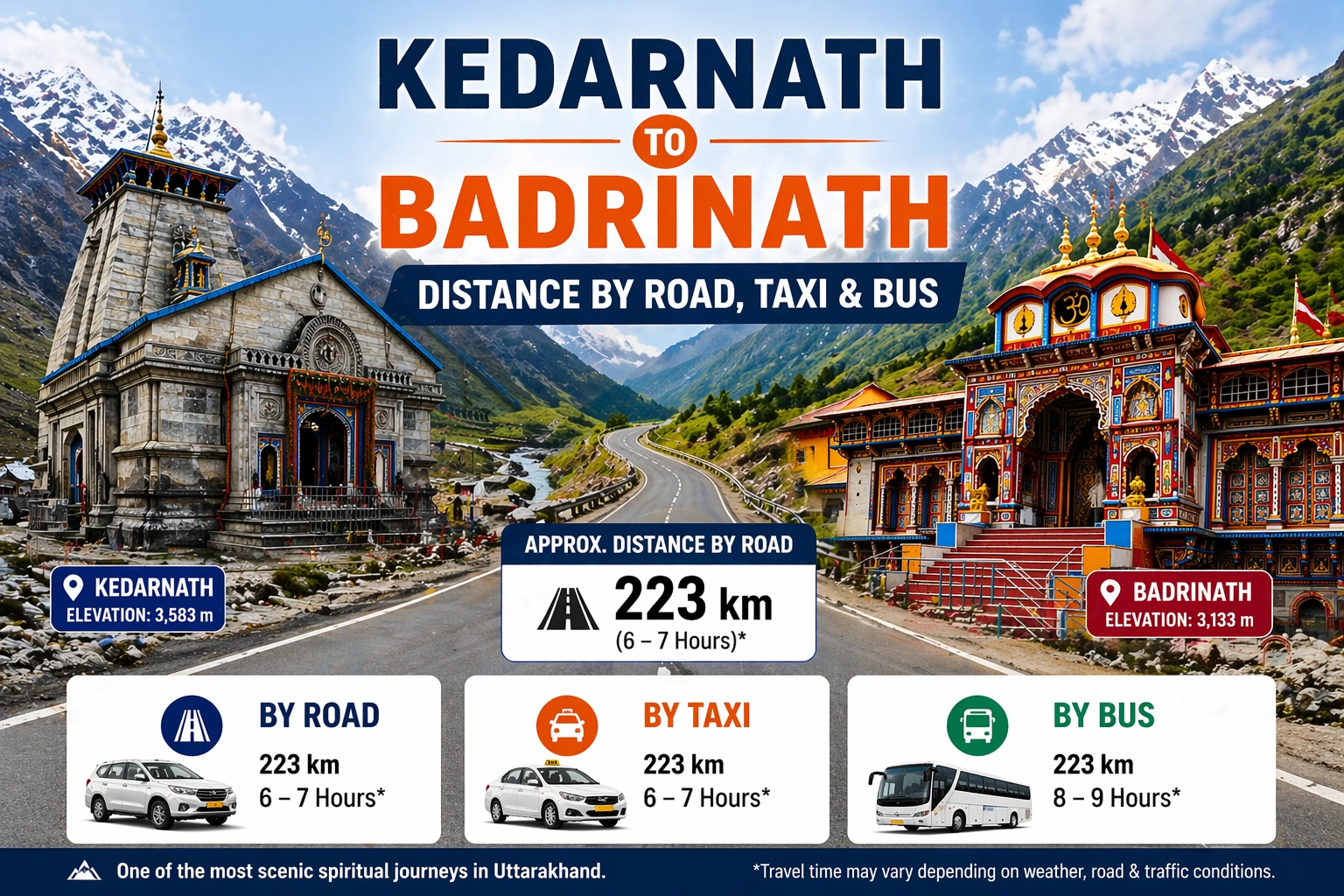 kedarnath to badrinath distance